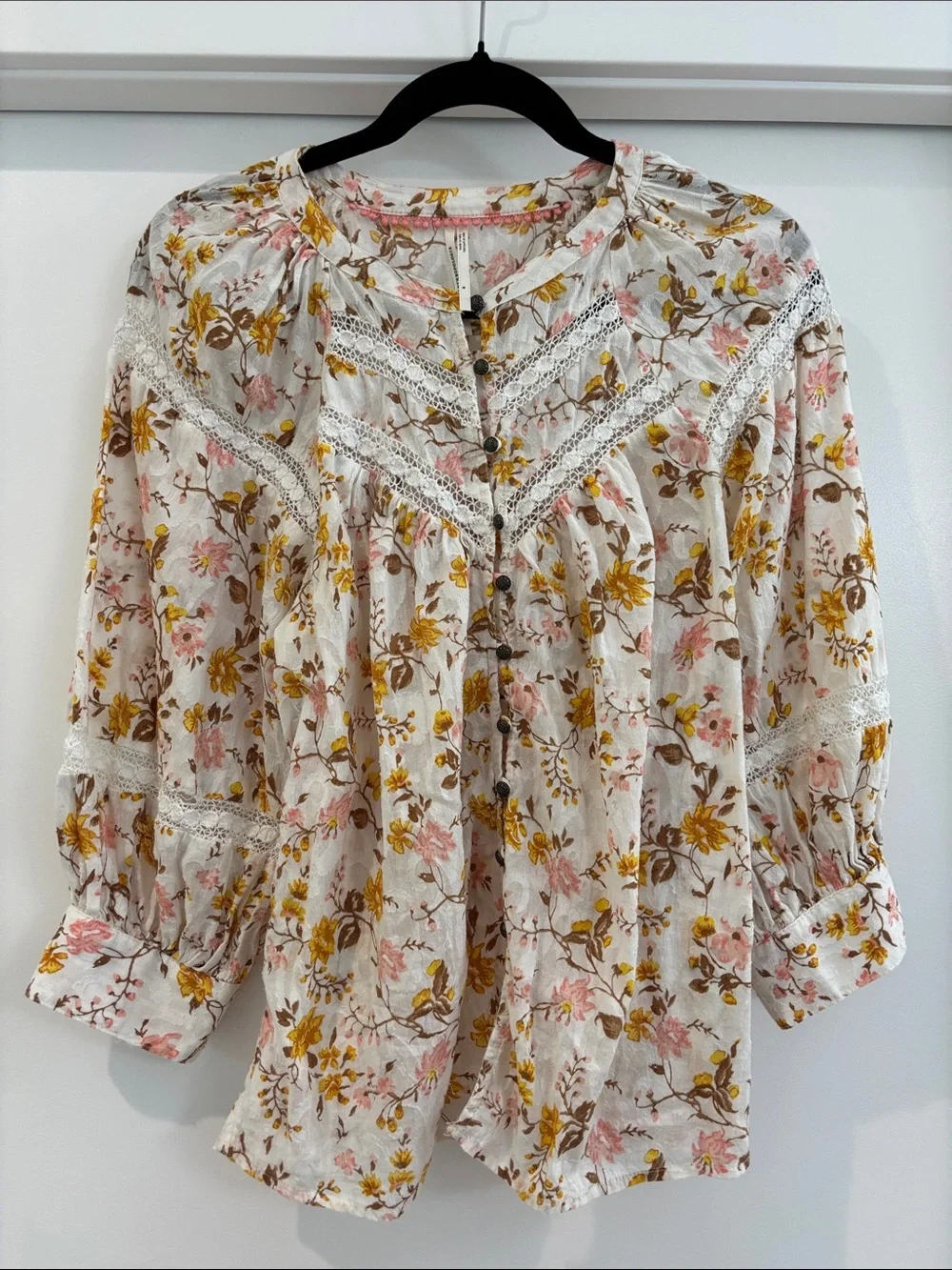 Anthropologie Harmony Floral Lace Peasant Blouse